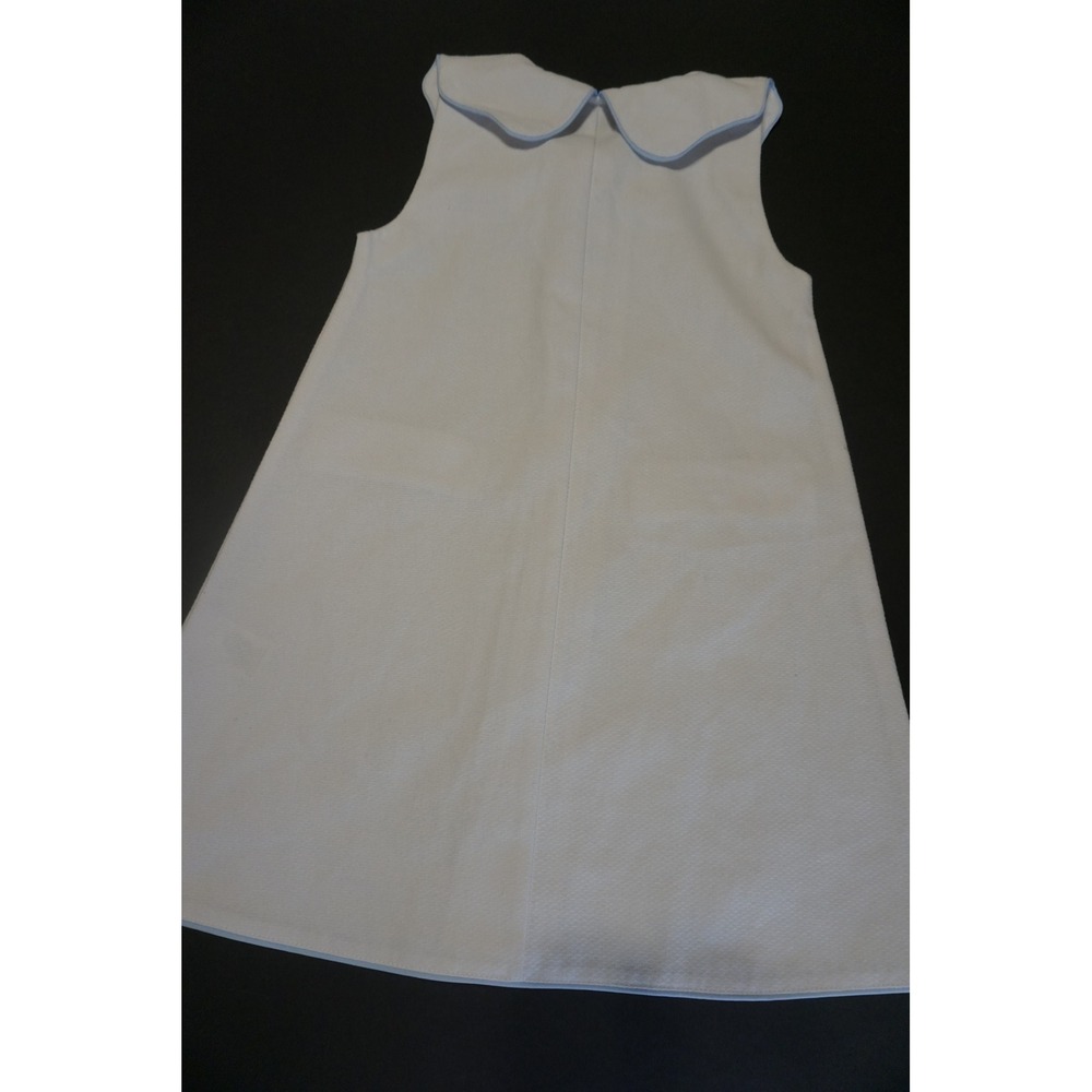 Edgehill Collection Girls White Pique Dress Blue Peter Pan Collar Size 5 - Picture 4 of 5